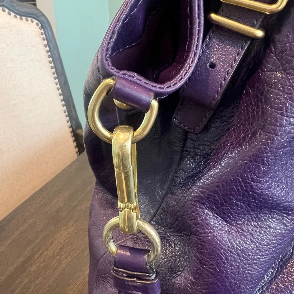 Coach 15958 Madison Purple Leather Large Convertible Shoulder Bag